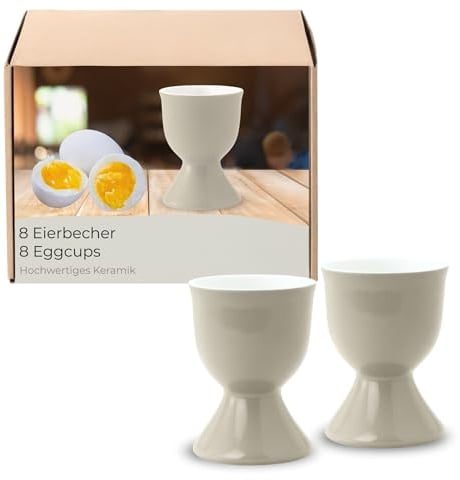 Eierbecher 8er Set in Taupe aus Keramik - Spülmaschinenfeste Eierhalter für Frühstückstisch