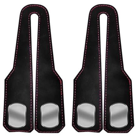YCSONLY 2 Pcs Car Headrest Hooks, Suede Microfiber & Zinc Alloy Double Hooks, Car Seat Back Bag Hangers, Foldable Rotating Hooks for Handbags, Purses, Clothes & Accessories, Black