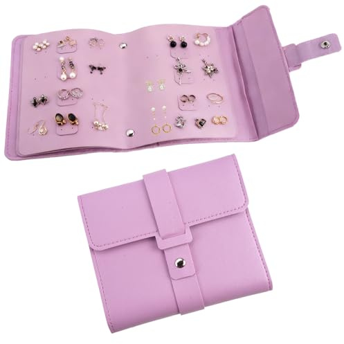 Portaorecchini Custodia Orecchini Cartella Libretto Tasche Portative Pratiche per Orecchini a Bottone Astuccio per Gioielli Organizzatore di Gioielli Portatile in Pelle PU per Ragazze e Donne