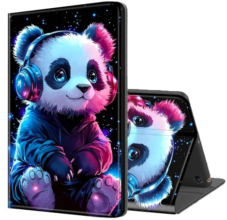 ETLKJVBL for Fire Max 11 Tablet Case(13th Generation,2023 Release), Auto Sleep/Wake, Panda with Headphones in Space Multiple Angles Viewing Folio Stand Case for Amazon Fire Max 11 Tablet