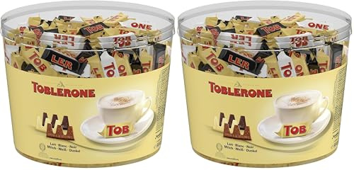 Toblerone - Assortiment de 3 Variétés de Mini Toblerone : Chocolat au Lait, Chocolat Noir et Chocolat Blanc - Tubo de 113 mini barres (904 g) (Lot de 2)