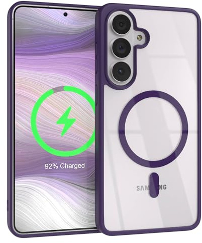 EAZY CASE Hülle für Galaxy S26 Plus kompatibel mit Qi Charging Ultra Aufprallschutz Stoßfest und Kratzfest dünne Schutzhülle mit Kameraschutz Silikon Cover Clear Hybrid Handy Case Lila - Qi Charging
