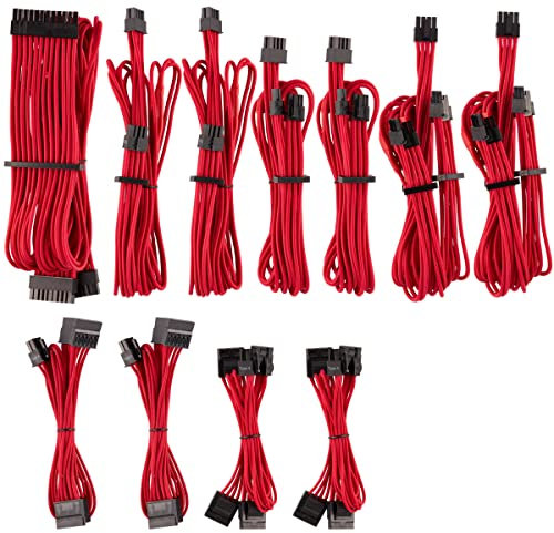 Corsair Premium Sleeved Netzteil Pro-Kabel-Set Typ4 (Generation 4-Serie) Rot