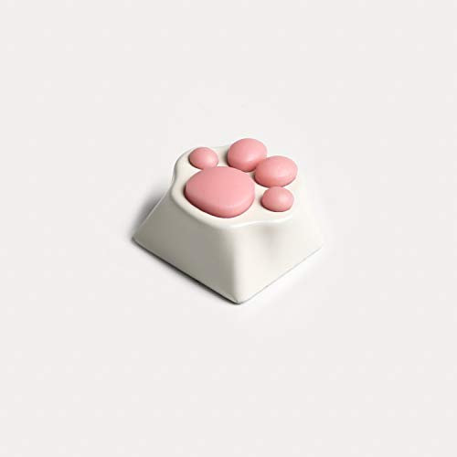YMDK Metal Keycap Cat Claw Cat Palm Novelty Keycaps for Cherry MX Mechanical Keyboard (White Base Pink Claw)