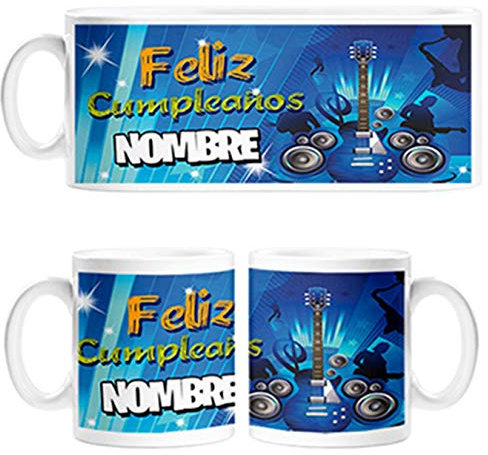 Diver Tazas Taza Personalizable con Nombre Feliz cumpleaños para músico o Fan de la música - Cerámica