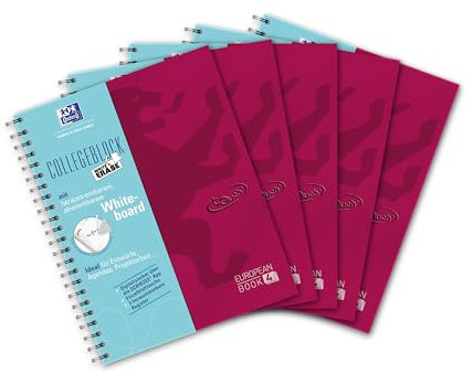 Oxford Europeanbook, 5er Pack, DIN A4, kariert, beere