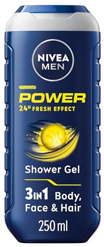 NIVEA MEN Shower Gel Power Refresh Pack of 4 (4 x 250ml), Invigorating Body Wash with Menthol Scent, All-in-1 Shower Gel for Men, Strong NIVEA Men Shower Gel with Masculine Scent