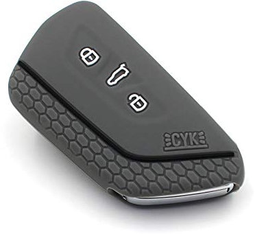 Schlüssel Hülle VF für 3 Tasten Auto Schlüssel Silikon Cover Schlüsselhülle Etui Schutzhülle (Aschgrau Schwarz)