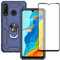 Yiakeng Hülle für Huawei P30 Lite Handyhülle, mit Schutzfolie, Stoßfest Schutzhülle Mit Ring Standfunktion Case Cover für Huawei P30 Lite (Blau)
