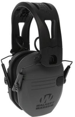 Walker's Razor Tacti-Grip-Ohrenschützer - Battleship Grey, Hochleistungs-Silikonverbundstoff, rutschfreies Kopfband, natürliche Klangklarheit, voller Dynamikbereich, 23NRR