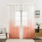 MIULEE Gardinen Transparent Vorhänge Farbverlauf Voile Sheer 2er Set Vorhang mit Ösen Dekoschal Fensterschal für Schlafzimmer und Wohnzimmer 215 cm x 140 cm(H x B) Weiß Orangenpulver