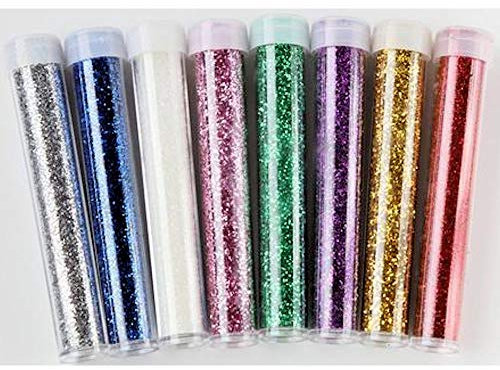 Glitter Tubes 8 Pack - Assorted Colours Sparkle Jars Body Face Crafts Art Decoration