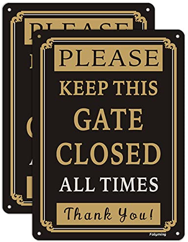 2 Pack Please Keep Gate Closed At All Times Signs 10 x 7 Inches Metal Reflective Rust Aluminum Weatherproof UV Protected Durable Ink Easy Mounting Indoor or Outdoor Use