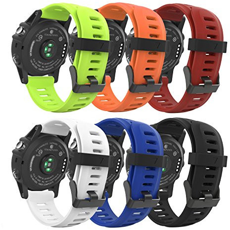 MoKo [6 PCS Watch Band Compatibile con Fenix 3 HR/Fenix 5X/5X Plus/D2 Delta PX/D2 Charlie/Tactix Charlie/Descent Mk1/Quatix 3, Soft Silicone Replacement Watch Wristband, Multicolore