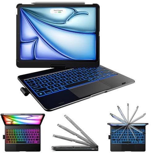 typecase Touch iPad Pro 11 inch Case with Keyboard (11, 2021) - Multi-Touch Trackpad & 10 Colors Backlight & 360° Rotatable - Thin & Light for iPad Pro 11 & iPad Air 5th & 4th Gen & Pencil - Black