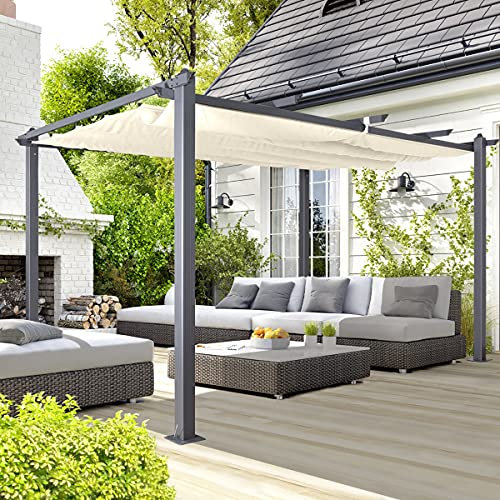 Oseasons Acorn Aluminium 4m Rectangular Pergola Gazebo in Creamy White