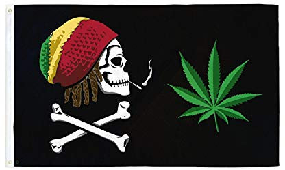 AZ FLAG - Flagge Pirat Rasta - 90x60 cm - Piraten Fahne 100% Polyester mit Messing-Ösen - UV-beständig - Vives Farben - 50g