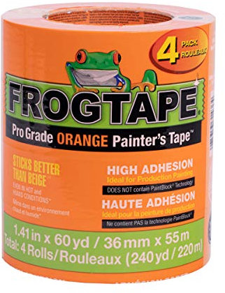 FROGTAPE Lot de 4 rubans adhésifs pour peintres de qualité professionnelle pour chaque rouleau de 3,6 cm x 60 m