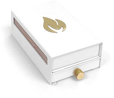 Nordic Flame Design Streichholzschachtel aus pulverbeschichtetem Stahl mit 50 Langen Streichhölzern (Grau)