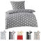 BaSaTex Feinbiber Winter Bettwäsche warme und kuschelige Bettgarnitur und Kissenbezug 155x220 + 80x80 cm | 100% Baumwolle | Sterne - Grau