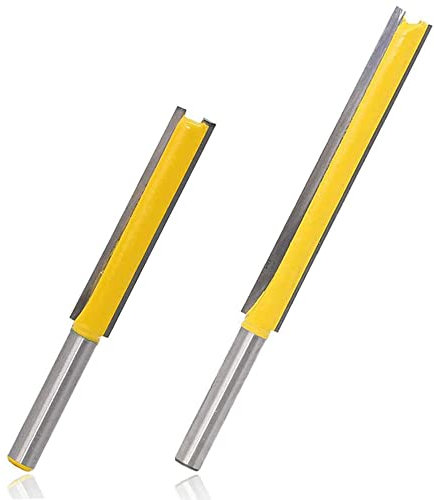 Treki 2 Piezas Fresas Rectas de Ranurar de 8mm vástago Brocas Rectas de Flauta Doble Extra Largo Fresado Recto para Madera de Carburo Herramienta de Carpintería 50MM+76MM