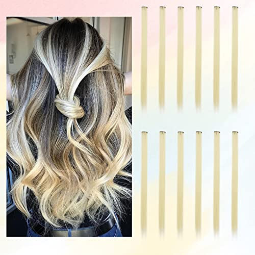 BARSDAR 12 Stück Farbige Haarverlängerungen, Highlights 55cm Glattes langes Haarteile Haarsträhnen Zum Einklipsen Farbiger Clip in Haarverlängerungen Extensions Bunt für Frauen