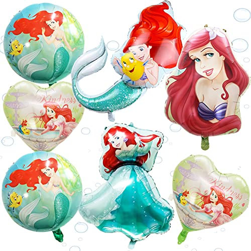 Babioms 7Pcs Meerjungfrau Prinzessin Folienballon, Meerjungfrau Party Ballons, Meerjungfrauen Geburtstag Deko, für Mädchen Geburtstagsfeier Party