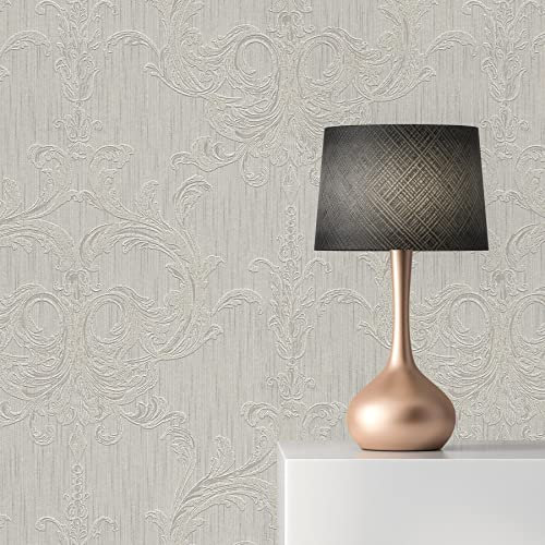 TADESSI Tapete Streifen Lio M1-No.3864 | Vliestapete | Taupe | Barocktapete | Klassik