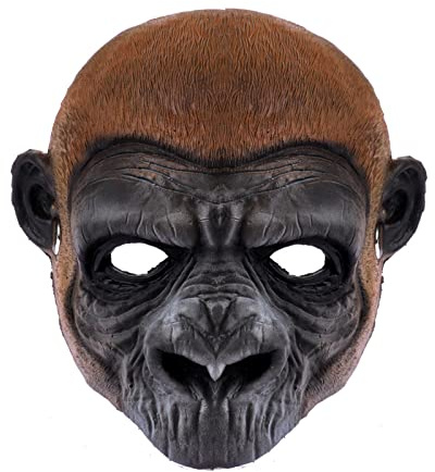 Halloween Animal Monkey Mask Adult Realistic Baboon Full Face Scary Mask Chimp Costume Headwear Fancy Dress Accessories for Halloween Party Show Gorilla Cosplay Prop Festival Favour(One size,unisex)