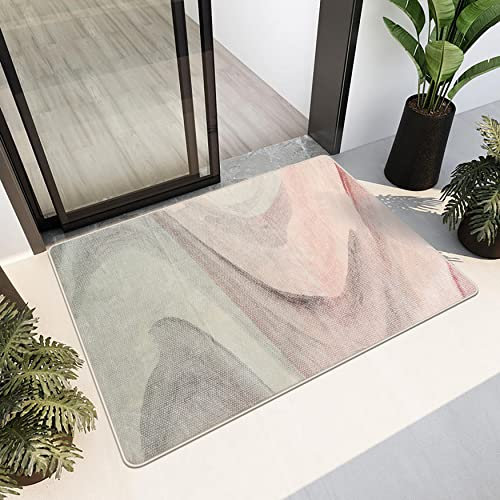 Cinknots Tapis Salon à Poils Courts Antidérapant - Tapis de Chambre Moderne Abstrait,Super Doux Decoration Maison Grand Interieur Moquette,Gris/Rose,80x120cm