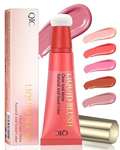 POPMISOLER Liquid Blush for Cheeks, Natural Matte Blush Wand with Cushion Applicator Long-wearing Soft Cream Blush Stick for Cheeks and Lips Blendable Stick Blush Makeup Liquid Cheek Blush, Dark Rose