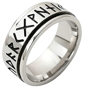 KnBoB Ring Angst, 8MM Titan Ring für Herren Silber Wikinger Spinner Ring Fidget Ring Größe 67 (21.3)