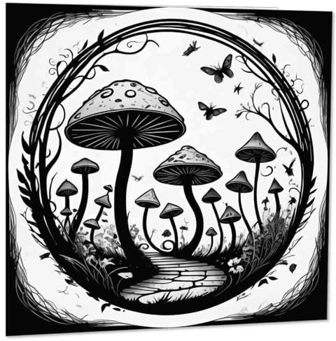 Purple Fox Greeting Card, Motiv: Pilze, Burton, gruselige Alice, 145 x 145 mm, Vintage, Horror, Vermisse dich