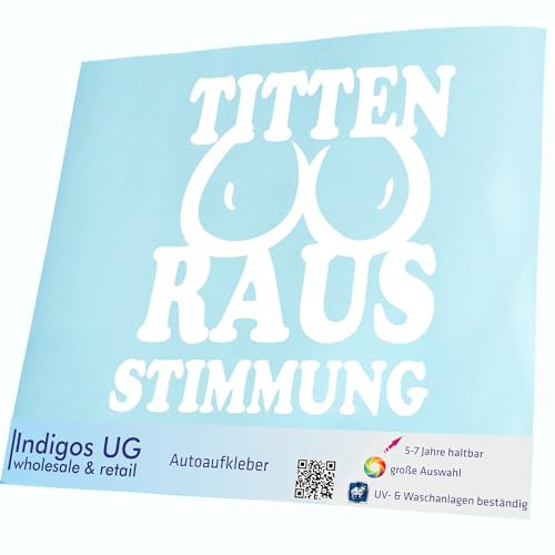 INDIGOS UG Aufkleber - Autoaufkleber - JDM - Die Cut - Auto - 400x400 mm - Titten Raus Stimmung - weiß - Heckscheibe - Heckscheibenaufkleber - Sticker - Tuning