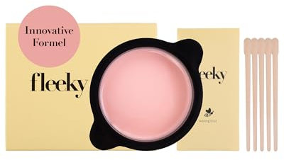 Fleeky Brow Juego de cera caliente para microondas - 2 en 1 para depilación y cuidado - Ideal para cara, cuerpo y zona del bikini - Precisión con espátula de madera.