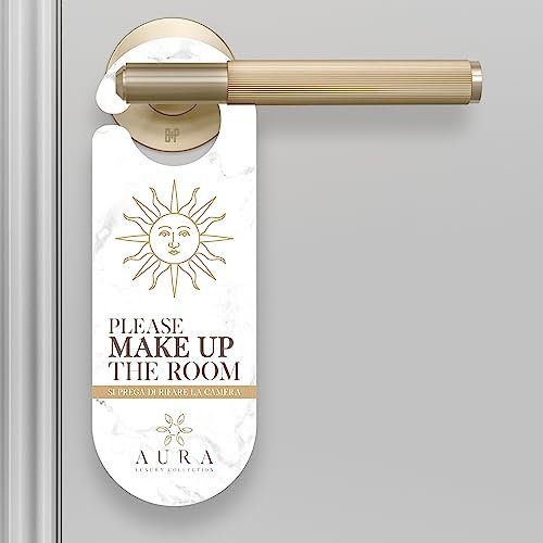 Aura Luxury Collection ® Gancio appendiporta in cartoncino Please, do not disturb/please make up the room per pulizia stanze di hotel e b&b (12)