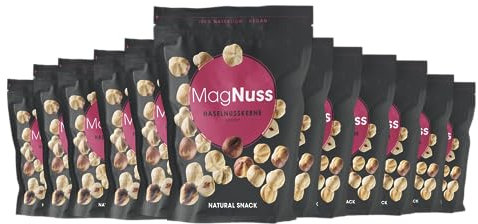MagNuss Haselnusskerne | Schonend geröstet | 12x 200g-Packung | Hochwertiger Genuss voller Nährstoffe | Frisch verpackt
