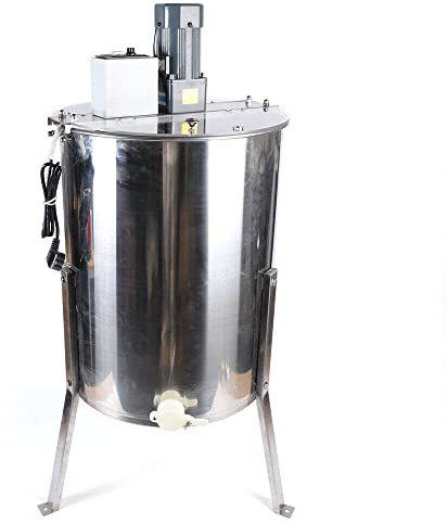 Czyurachel Essoreuse à miel électrique en acier inoxydable, 140 W, 4 cadres, miel, miel, acier inoxydable, centrifugeuse électrique, extracteur de miel, pour apiculture, apiculture, compatible avec