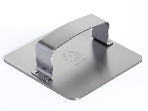 JD Europe 7 Inch Wide Stainless Steel Square Shape 1000g Weight Flat Bottom Meat Bacon Smashed Burger Press