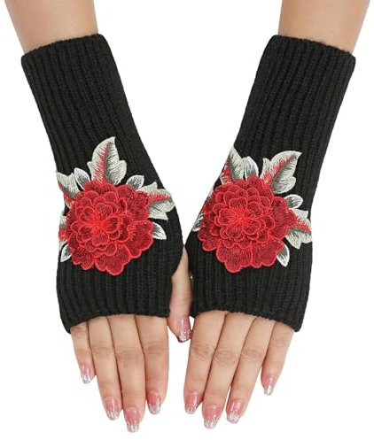 Fulidngzg Handschuhe Damen Fingerlos Wolle Winter Fingerlose Handschuhe Handstulpen Thermo Warm Strickhandschuhe Winterhandschuhe Ohne Finger Teenager Mädchen Touchscreen Pulswärmer Armstulpen
