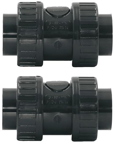 HAF® Lot de 2 clapets anti-retour en PVC gris avec 2 manchons adhésifs de 50 mm à ressort | Clapet anti-retour conique en PVC U gris pour toutes les tuyauteries | Qualité : fabriqué en Europe