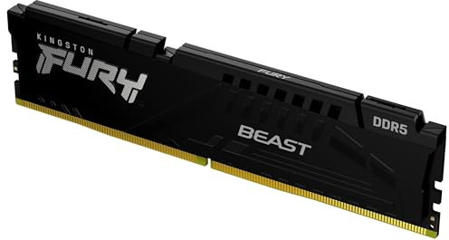 Kingston FURY Beast Black DDR5 32GB 6000MT/s CL30 DIMM Desktop Gaming Memory Single Module AMD EXPO and Intel XMP - KF560C30BBE-32