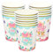 Afternoon Tea Floral Paper Cups, Paper Plates Tableware for Mother's Day Afternoon Tea Wedding Anniversary Birthday Baby Shower Decoration (Paper Cups 24pcs)