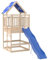 vidaXL Outdoor Playground Solid Pine Wood Swing Set Garden Playhouse with Slide, Wooden Playground