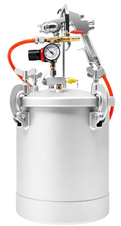 10L Farbsprühsystem, DruckbehÄlter Farbsprühgerät Lackierpistole Farbbehälter 3mm, Druckfarbtopf mit Sprühpistole, anpassbarem Sprühbereich, für Lackierpistole zum Streichen von Wänden Decken