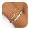 Finrezio 3-5 Stück Armband Damen Gold 14 Karat Vergoldet Stapelarmbänder Edelstahl Figaro Perlen Ketten Armbänder Verstellbare Armband Set Wasserdichter Gold Silber Schmuck für Damen