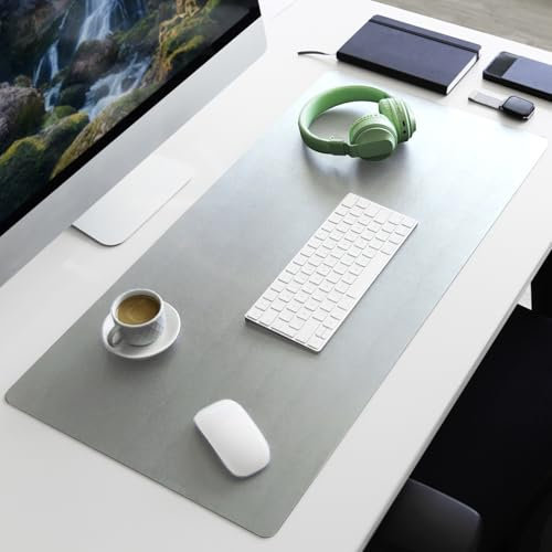 Floordirekt Schreibtischunterlage aus Kunstleder - Schreibtisch Unterlagenmatte, Tischauflage für Büro und Schule, Mousepad Schreibunterlage, Schreibtischmatte Nero (Silbergrau, 80 x 40 cm)