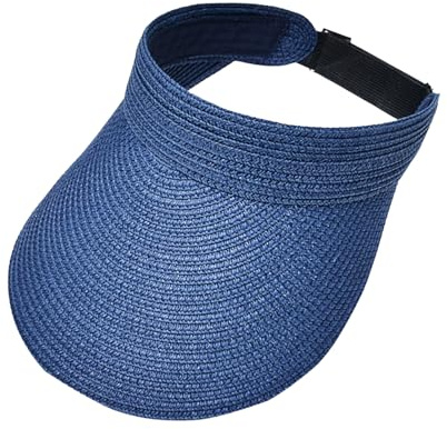 Zcbzbn Damen Sonnenhut Faltbar Sonnen Hut Leere Krempe Strohhut Sommer Sonnenschutz Sport Geeignet FüR Strand Reisen Blau 56