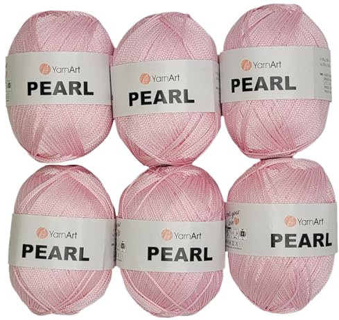 Pearl 6x90 Gramm Viskosegarn zum Stricken und Häkeln, 100% Viskose, Häkelgarn (rosa 220)