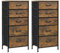 WOLTU Kommode mit 5 Schubladen aus Stoff, 2er Set, Kommodenschrank Sideboard Schubladenschrank, für Schlafzimmer Wohnzimmer Flur, aus Metallrahmen Holzwerkstoff, Vintage-Holzoptik Schwarz, SSK004hov-2